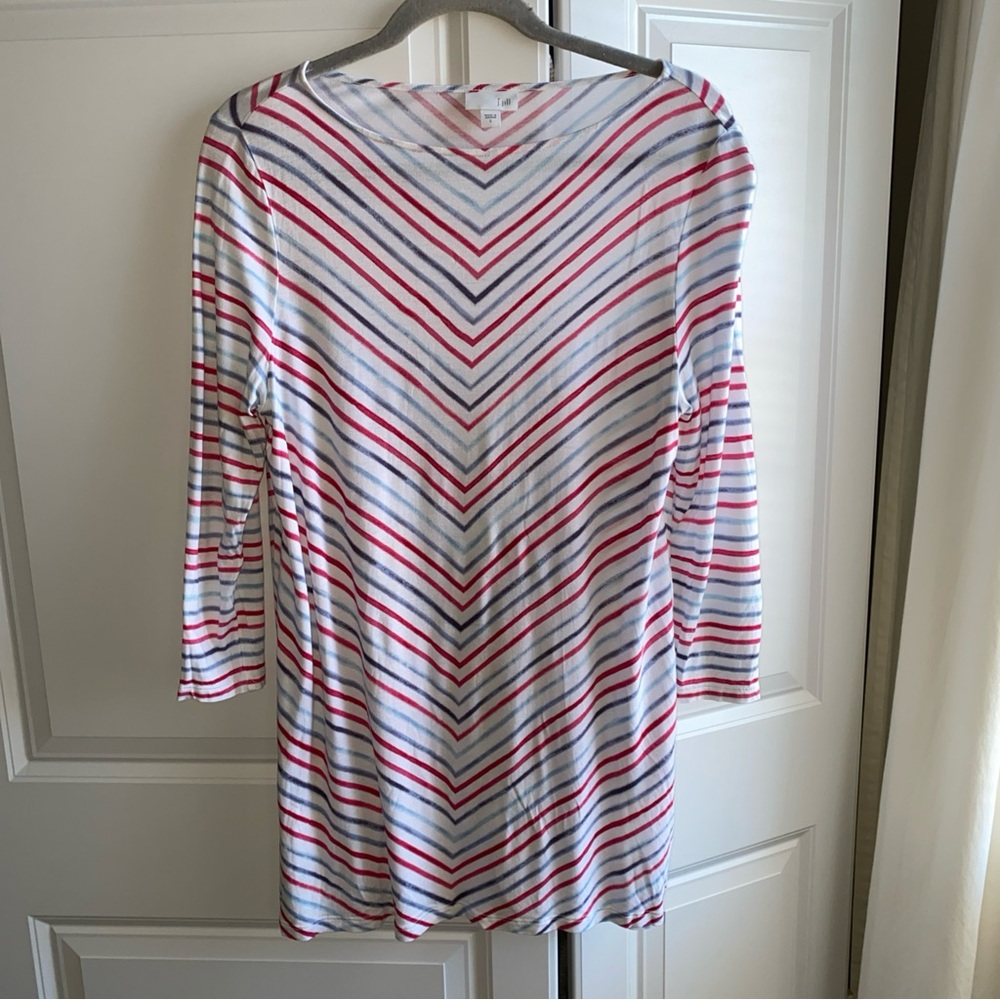 J. Jill Knit Top Women's Small Rayon Lyocell Striped Colorful Top Shirt Stretch